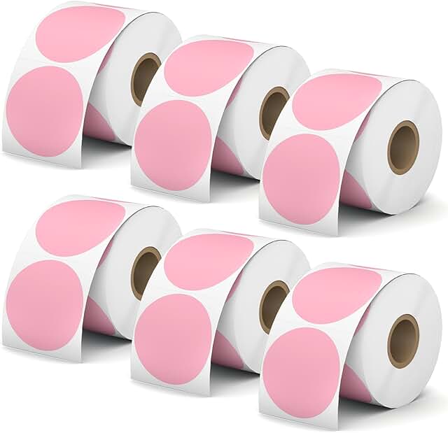 2-inch Pink Round Color Label Stickers, 4500 pcs