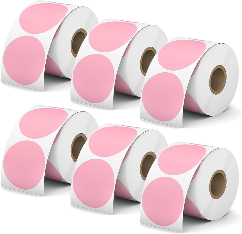2-inch Pink Round Color Label Stickers, 4500 pcs