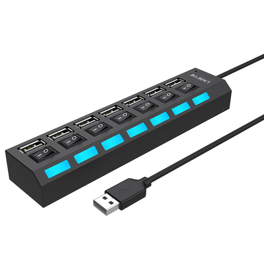 7-Port USB 2.0 Hub with On/Off Switch and LEDs