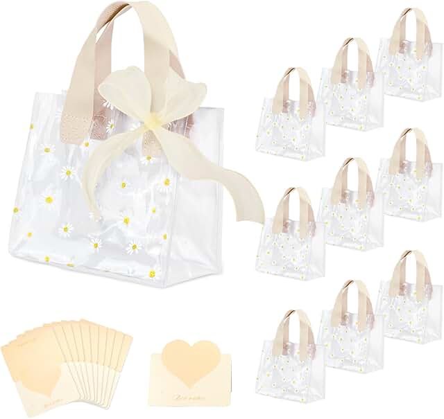 10-Pack Clear Gift Bags with Handles for Parties