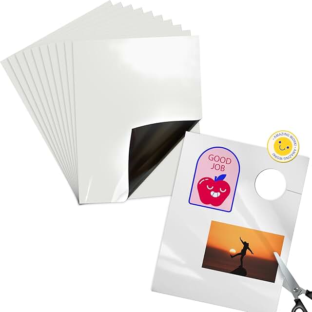 Glossy Printable Magnetic Sheets for Inkjet Printers, 20 Sheets