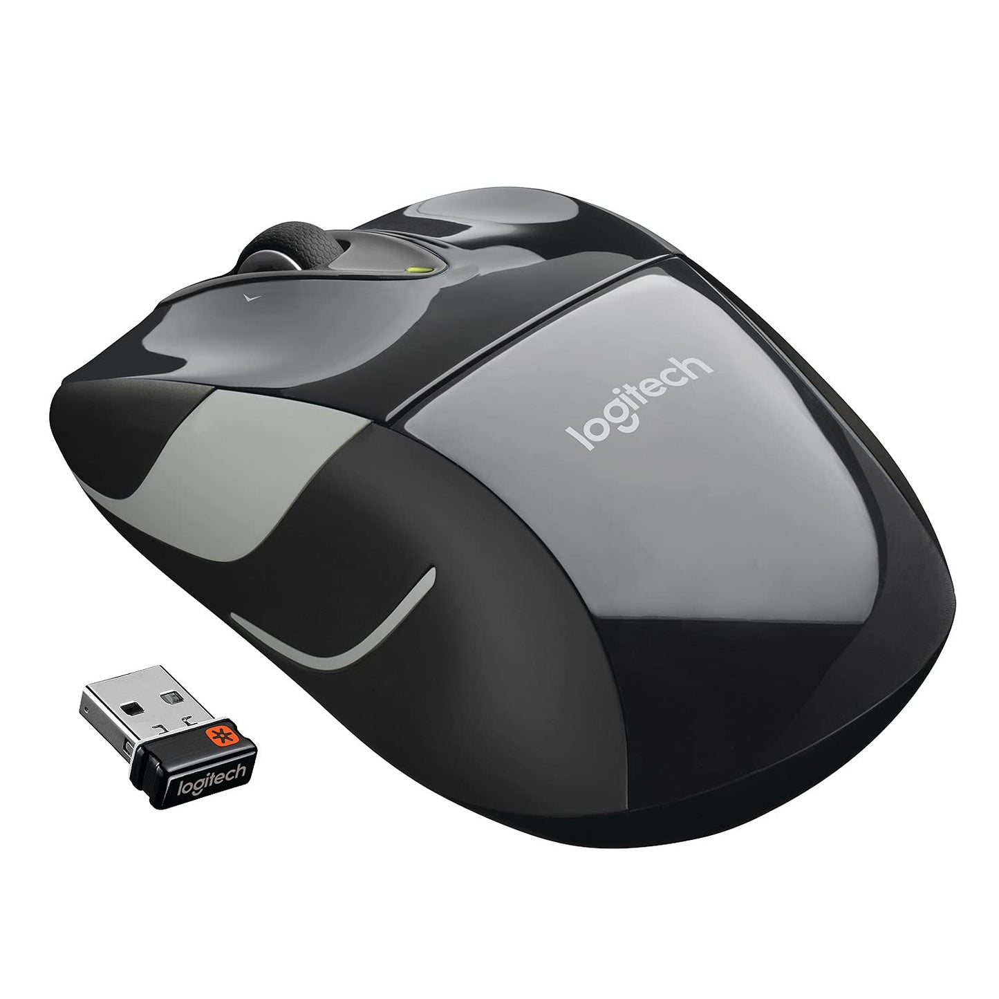 M525 Wireless Mouse - Long 3 Year Battery Life, Ergonomic Shape for Right or Left Hand Use, Micro-Precision Scroll Wheel, and USB Unifying Receiver for Computers and Laptops, Black/Gray
