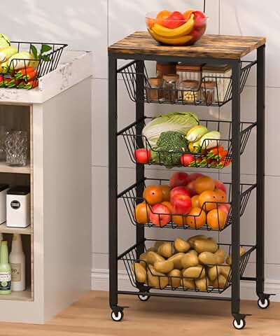 5-Tier Rolling Fruit and Vegetable Storage Cart