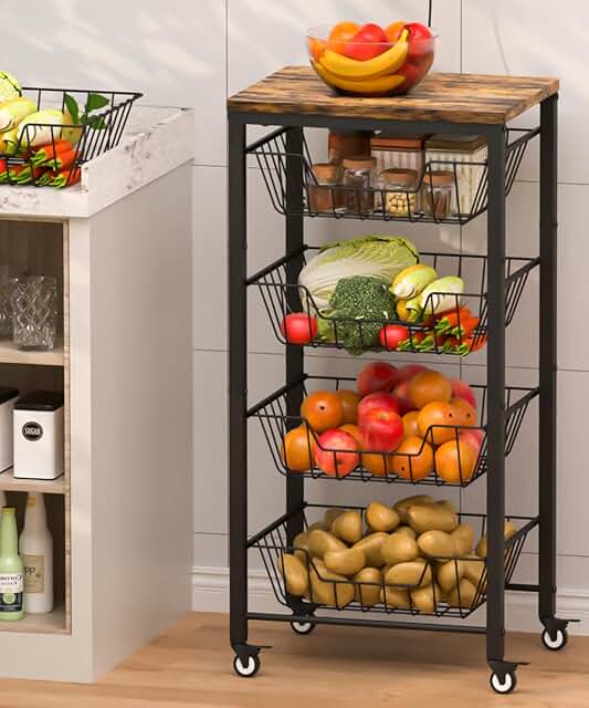5-Tier Rolling Fruit and Vegetable Storage Cart