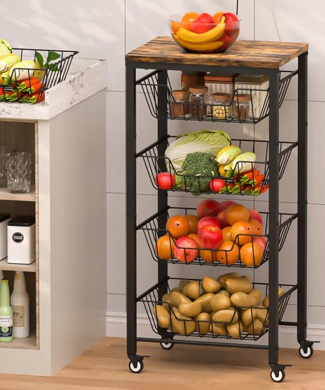 5-Tier Rolling Fruit and Vegetable Storage Cart