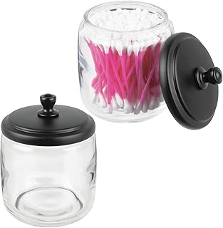 Small glass apothecary jars with steel lids, 2-pack