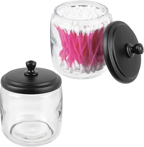 Small glass apothecary jars with steel lids, 2-pack