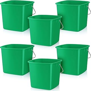 Six 3-Quart Square Cleaning Buckets with Handles