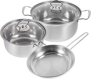 Non-Stick Stainless Steel Cookware Set with Soup and Boiler Pots