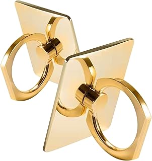 Square Sparkling Phone Ring Holder Stand, 360° Rotation, Gold