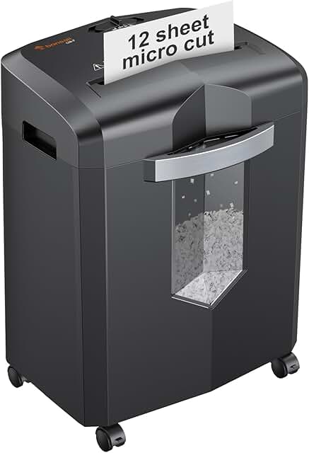 12-Sheet Micro Cut Paper Shredder with Jam-Proof System