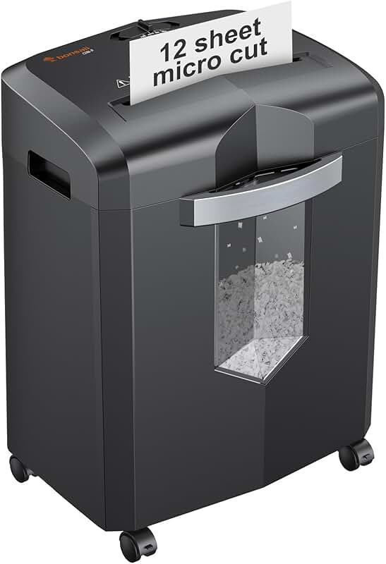 12-Sheet Micro Cut Paper Shredder with Jam-Proof System