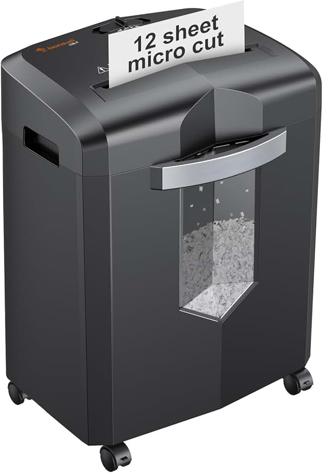 12-Sheet Micro Cut Paper Shredder with Jam-Proof System