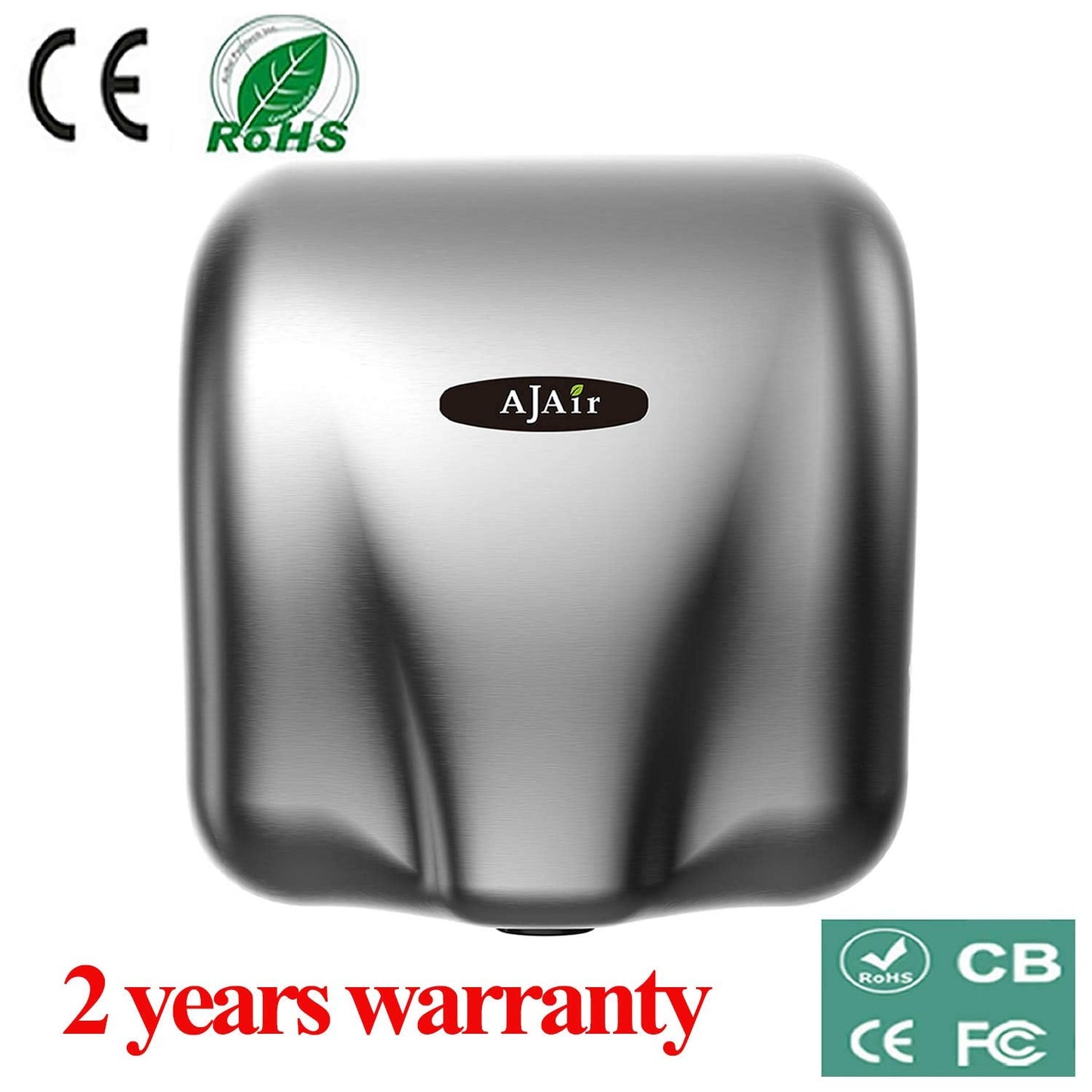 1 Pack Heavy Duty Commercial 1800 Watts High Speed Automatic Hot Hand Dryer  Stainless Steel