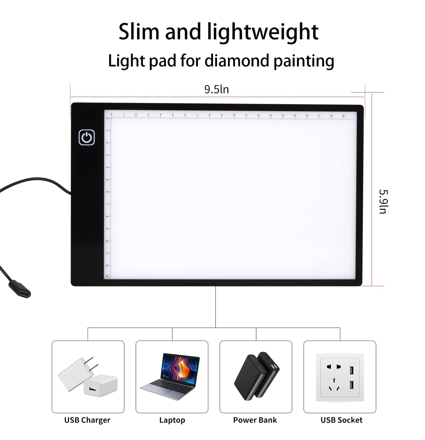 LED A5 Light Pad for Diamond Painting 9.5x5.9 Inches