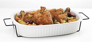 White Ceramic Ovenproof Casserole Dish with Rack