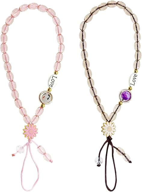2pcs Phone Charm Straps with Beads