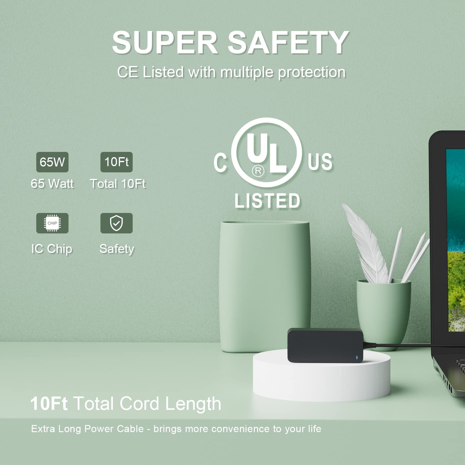 65W USB C Fast Charger Fit for Lenovo Laptop