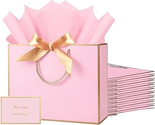 Large Pink Gift Bags with Handles, Tissue and Cards