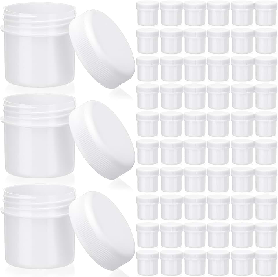 100 Small Plastic Jars with Lids for Cosmetics and Storage