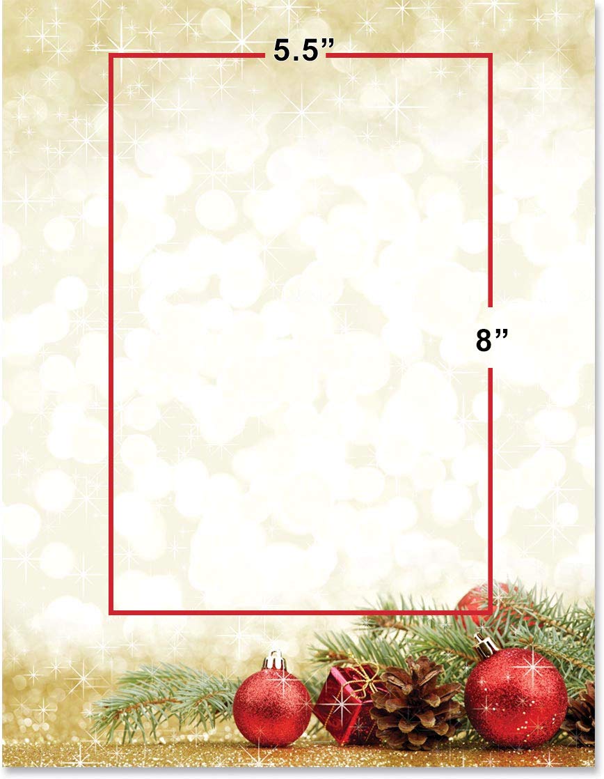 Golden Sparkle Holiday Border Paper, 8.5 x 11, 100 Sheets