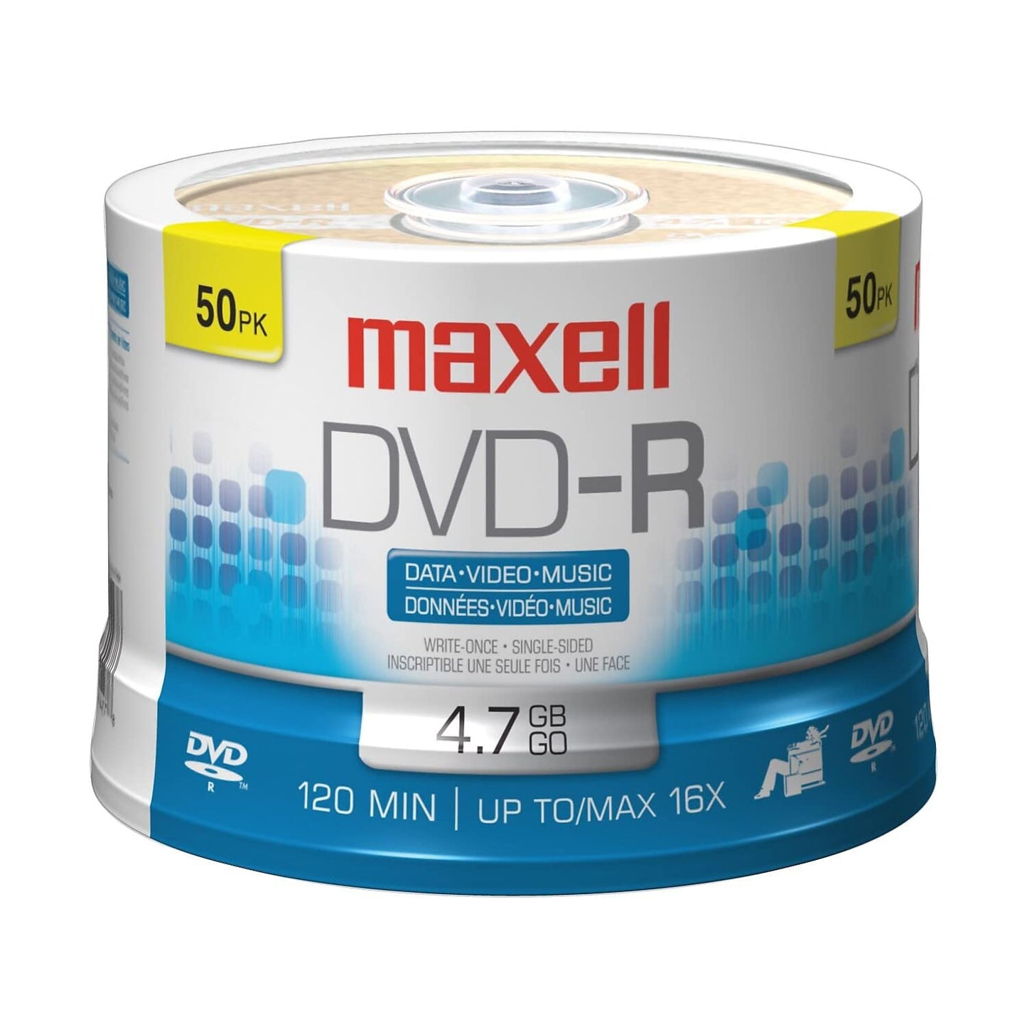 638011 DVD-R Discs, 4.7GB, 16x, Spindle, Gold, 50/Pack