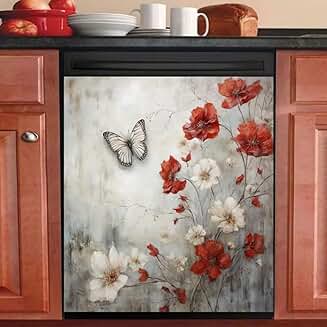 Rustic Farmhouse White and Red Flower Magnet Cover