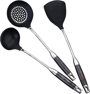 Nonstick Wok Spatula and Ladle Set, Heat Resistant Silicone Utensils