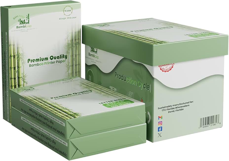 Bamboo Printer Paper, 8.5 x 11 inches, 20 lb, 3 reams