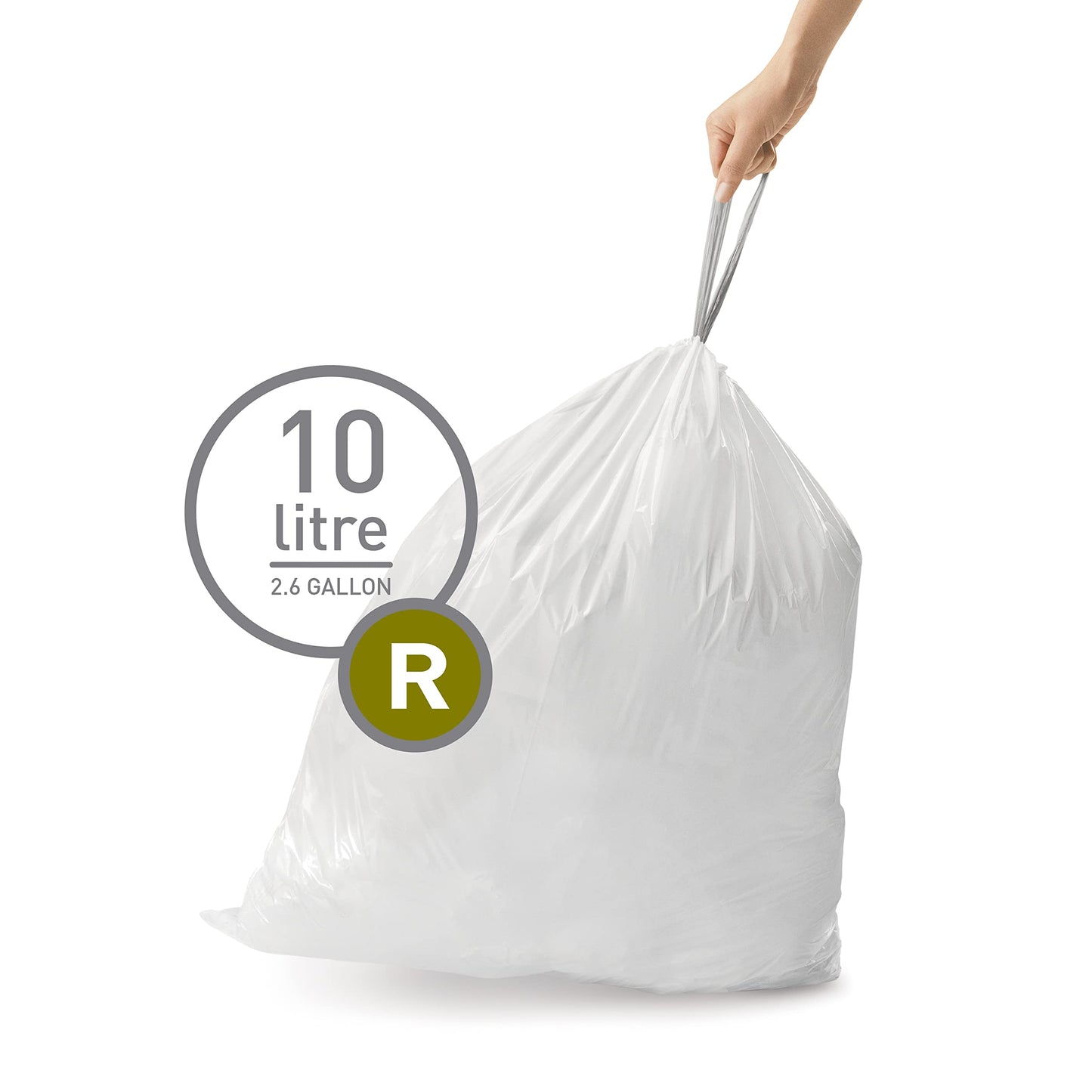 Code R Custom Fit Dr string Trash Bags in Dispenser Packs, 10 Liter  2.6 lon, White, 100 Count Pack of 5)