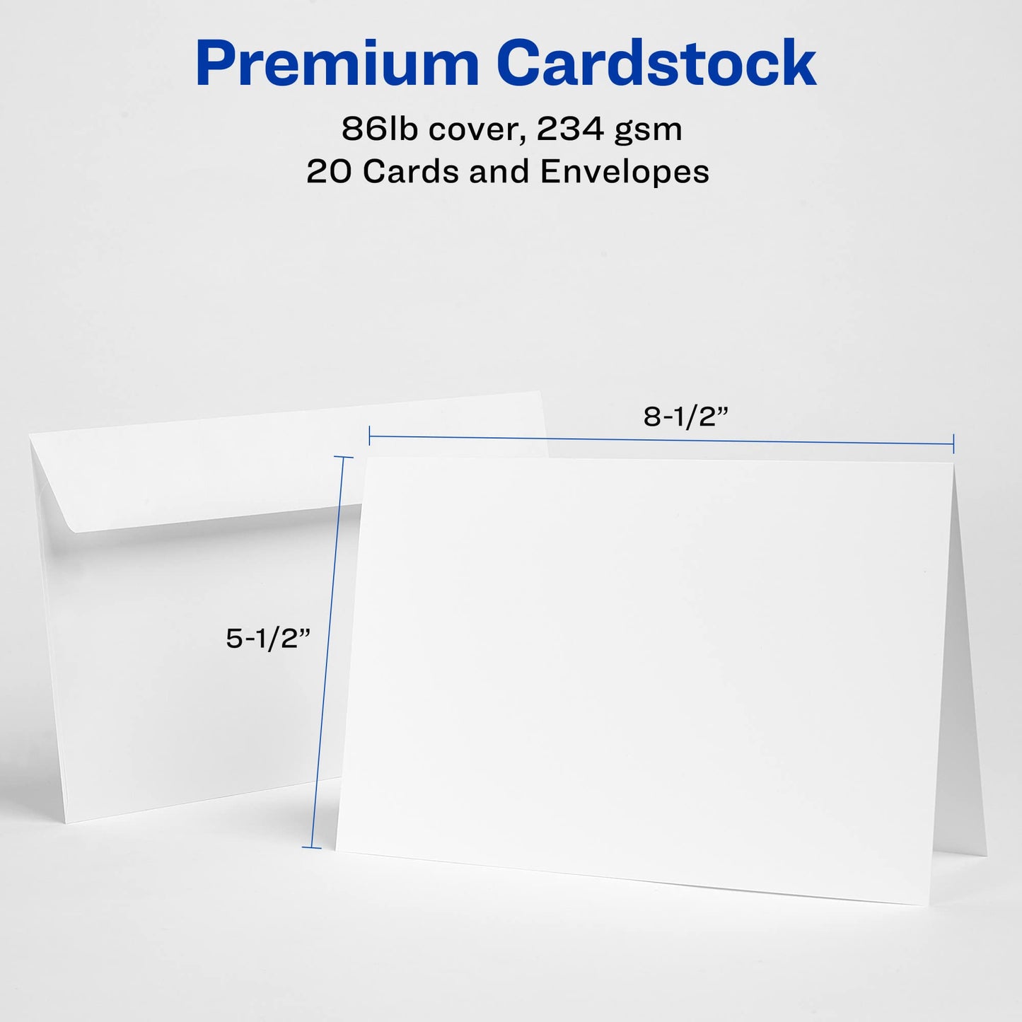Half-Fold Matte White Greeting Cards, 20 Blank Sets