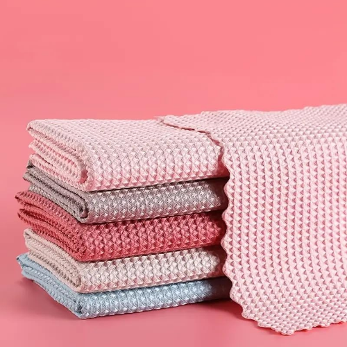 MODAIO-5pcs Dish Cloths, Waffle Honeycomb Dishcloth, Non-Stick Oil Dish Towels, Household Cleaning Dish Cloth, Absorbent Rags, 9.84 * 9.84in