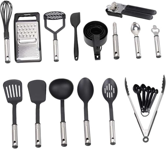 Kitchen Utensil Set with Silicone and Nylon Tools
