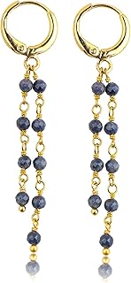 Sky Blue Larimar Hoop Earrings, Handmade Gold Plated Gift