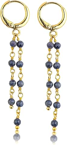 Sky Blue Larimar Hoop Earrings, Handmade Gold Plated Gift