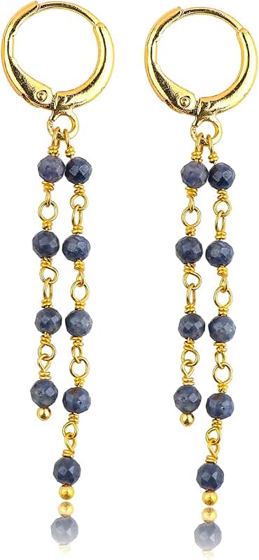 Sky Blue Larimar Hoop Earrings, Handmade Gold Plated Gift