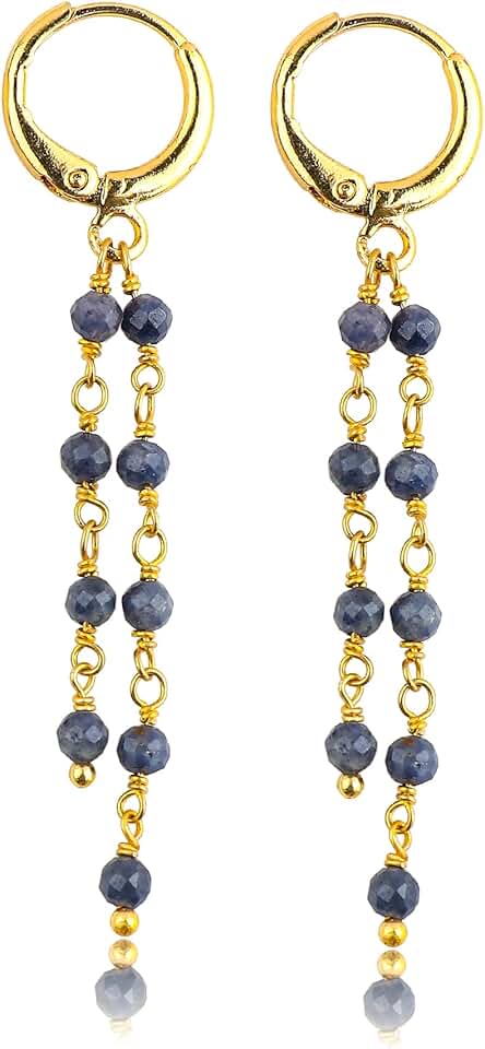 Sky Blue Larimar Hoop Earrings, Handmade Gold Plated Gift
