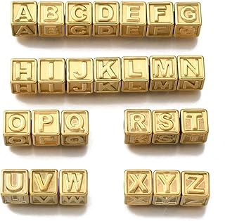 26-Piece Stainless Steel Letter Cube Beads for Jewelry Making