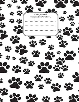 Dog paw print college ruled notebook, 120 pages