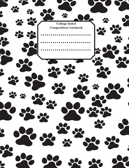 Dog paw print college ruled notebook, 120 pages