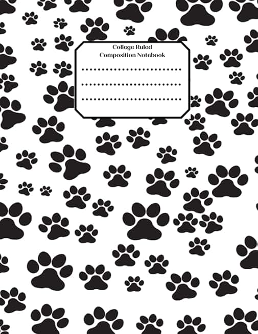 Dog paw print college ruled notebook, 120 pages