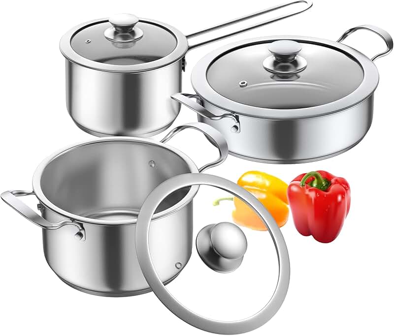 6-Piece Stainless Steel Nonstick Cookware Set