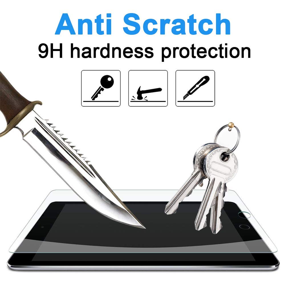 iPad Air 2 Screen Protector, [2 Pack] Premium Tempered Glass Film [9H Hardness][Scratch-Resistant][HD Clear] iPad 6th generation screen protector iPad 9.7 screen protector iPad Air 1 Pro 5th 9.7-Inch