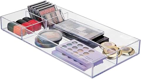 Plastic Makeup Organizer Tray for Bathroom and Vanity