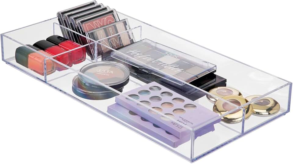 Plastic Makeup Organizer Tray for Bathroom and Vanity