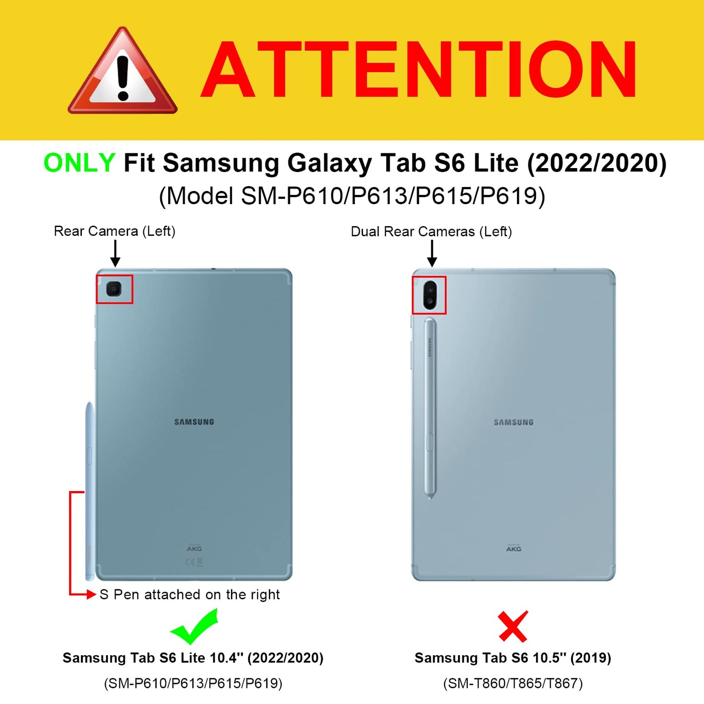 Case for Samsung Galaxy Tab S6 Lite 10.4 inch 2022/2020 Model (SM-P610/P613/P615/P619) with S Pen Holder, Multi-Angle Viewing Soft TPU Back Cover with Pocket Auto Wake/Sleep, Black