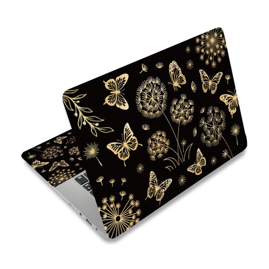 Gold butterfly laptop skin sticker for 12 to 15 inch notebooks