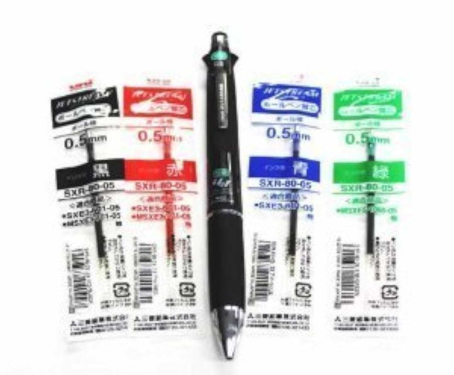 Multi-color ballpoint and pencil pen set with refills