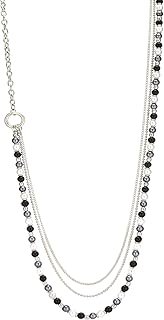 Silver long pearl beaded chain necklace for women