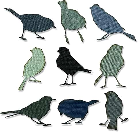 Set of nine silhouette bird dies for crafting